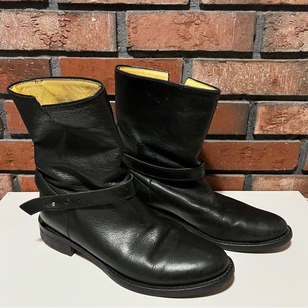 Madewell 1937 Biker Boots Leather Black Original Made in Italy Size 9.5